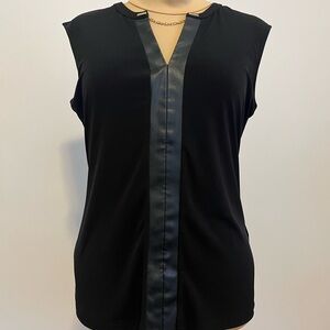 Calvin Klein Black Top with Leather Detail